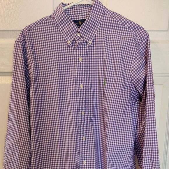Men's Ralph Lauren Purple Plaid Shirt Size Large Classic Fit - Picture 1 of 8